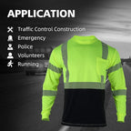 FONIRRA Safety Shirts for Men High Visibility Reflective ANSI Class 2 Hi Vis Construction Work T Shirts Long Sleeve