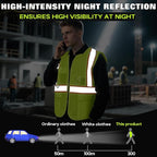 Safety Vest Customize Logo with 5 Pockets & Zipper Reflective High Visibility Vest Class 2 Outdoor Workwear