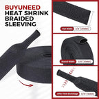 Braided Sleeving Heat Shrinkable Fabric 2:1 Ratio- Abrasion Protection Flexibility Wiring Harness Cable Sheath (3/8" ID, 16ft)