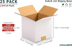 6x6x6 inch White Shipping Boxes, Corrugated Cardboard Small Boxes with Fragile Stickers for Business Mailing, Packing, Moving, Storage, 25 Pack