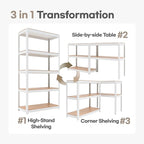 HOMEDANT House 5 Tier Laminated Metal Shelving Unit Adjustable Storage Utility Rack Heavy Duty Shelves Organization Multipurpose Shelf Kitchen Garage Pantry Closet (1, (M) 36.2" W, White)