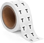 1000pcs Letter T Stickers, 0.5" Letter Sticker Dot Labels for Organization, Inventory, 1000/roll
