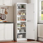 2 Door Metal Locker Cabinet, 19.7’’W Narrow Vertical Steel Storage Cabinet with Locking Door and 4 Adjustable Shelves, Garage Tool File Cabinets for Office, Kitchen, Bathroom, White