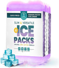 Healthy Packers Reusable Ice Packs for Lunch Boxes - Long Lasting Slim Freezer Packs, Thin Non-Toxic BPA-Free Hard Gel Ice Blocks for Coolers, Kids & Adults Lunch Bags, Travel, Camping, Food Storage