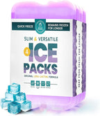 Healthy Packers Reusable Ice Packs for Lunch Boxes - Long Lasting Slim Freezer Packs, Thin Non-Toxic BPA-Free Hard Gel Ice Blocks for Coolers, Kids & Adults Lunch Bags, Travel, Camping, Food Storage