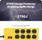Wall Mount Power Strip,8 Outlet Heavy Duty Power Strip with 2700 Joules Surge,15Amp Metal Mountable Surge Protector for Home,Office,Garage & Workshop,14AWG Extension Cord