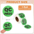 PATIKIL 360 Pcs 1 Roll QC Pass Labels, 2 Inch Circle Inventory Control Adhesive Round Labels Food Service Quality Control Stickers for Warehouse Management Inspection, Green