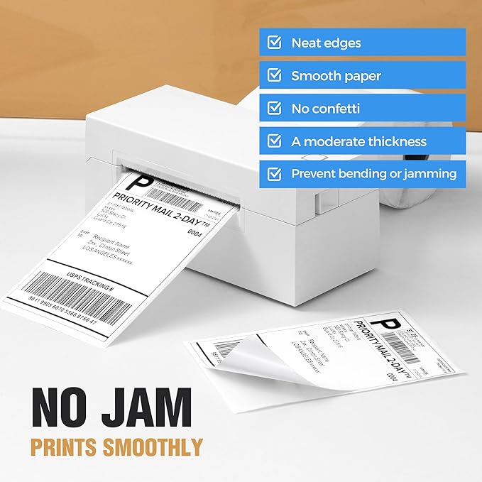 Fanfold 4" x 6" Direct Thermal Labels 2000 Thermal Printer Paper 4 Stacks Shipping Labels