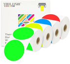 3 x 3 Inch Round Thermal Labels Fluorescent Circle Colored Sticker Label 2000pcs 3 inch Color Coding Round Stickers Printable Waterproof for Office Garage DIY Sticker Barcodes Name Tag, Mix Color