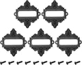 uxcell 5 Pcs Metal Label Holder, 2.2 x 2.4 Inch Small Vintage Card Frame Tag Floral Lace Label Holder with Screws for File Boxes Drawers Door Cabinet Book Shelves, Black