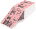 Pink Direct Thermal Labels 4 × 6 Inch Vinyl Self-Adhesive Fanfold Shipping Stickers Waterproof Perforated Printer Decal for Office School Warehouse 500 PCS