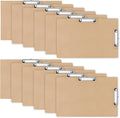 Henoyso 12 Pcs 11x17 Clipboard Wooden Lap Board with Low Profile Clip Brown Double Landscape Clip Hardboard Drawing Board Landscape Horizontal Large Clipboard for Desk Paper Sketching Art Supplies