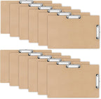 Henoyso 12 Pcs 11x17 Clipboard Wooden Lap Board with Low Profile Clip Brown Double Landscape Clip Hardboard Drawing Board Landscape Horizontal Large Clipboard for Desk Paper Sketching Art Supplies
