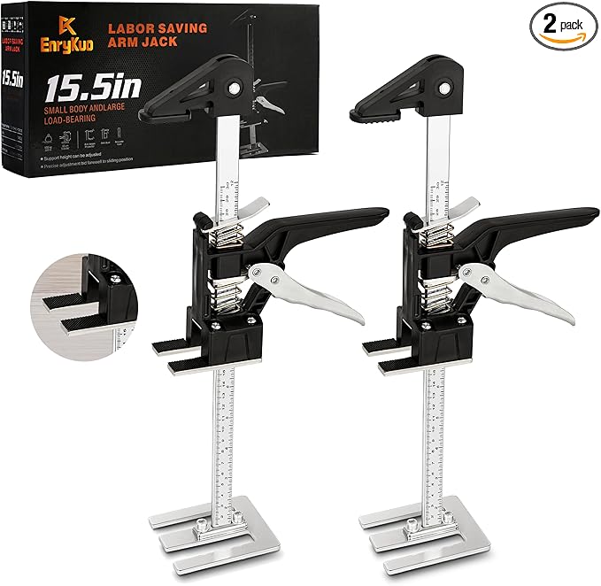 Labor Saving Arm Jack 2 Pack,15.5 Inch Multifunctional Furniture Lifter Jacks for Installing Cabinets and Wall Tile Height Adjuster Handheld Tool