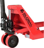 Global Industrial Standard Duty Narrow Pallet Jack with 21" W x 48" L Forks, 5500 lb. Capacity, Manual Pallet Truck for Warehouse, Manufacturing and Retail, Red Powder Coat Finish