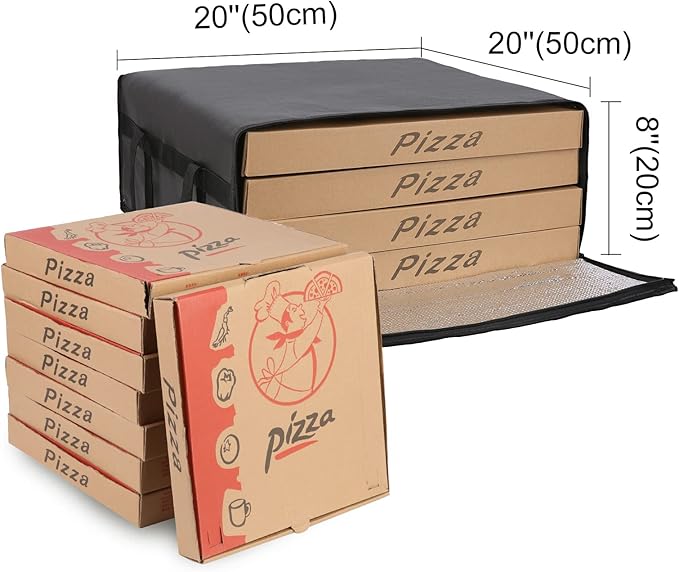 musbus Pizza Carrier Insulated Bags Large for Deliveries, Insulated Pizza Carrier Delivery Bag 20x20 Food Bag for Personal and Professional Use (Black)