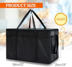 Maxcheck 4 Pcs Insulated Bags for Food Delivery XXXL Large Capacity Hot Grocery Tote Bag Reusable Warming Pizza Catering Carrier for Commercial Travel Lunch Shopping Gifts (Black)