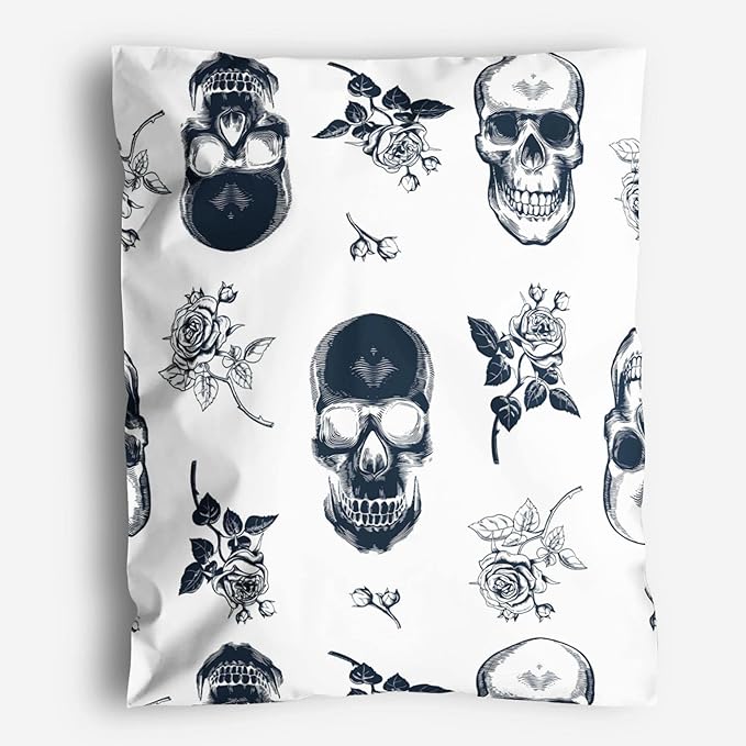 14x19 Poly Mailers – Skull Rose – Waterproof, Tear-Resistant Shipping Bags with Adhesive Seal – 100 Pack – Package Mint