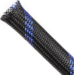 Braided Cable Sleeving, PET Expandable Braided Cable Sleeve, Flexible Mesh Sleeving Cord Management for Audio Video and Other Home Device, Cord Protector from Pets (Black Blue, 3/8" x 25ft)