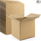 Frametory 8x8x8 Pack of 25 Corrugated Cardboard Packing Shipping Mailing Moving Carton Boxes, Brown