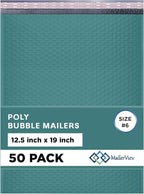 Green 12.5x19.5 Inch Large Poly Bubble Mailers #6 | Padded Envelopes with Self Seal | Air Lined Cushioned Bubble Mailer | Usable Size 12.5x15 | 50 Pack Bulk | Lightweight shipping Bags