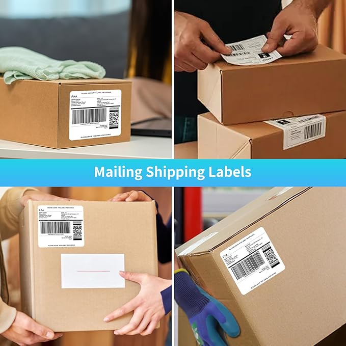 FungLam Printable Sticker Paper, 3-1/3" x 4" Shipping Address Labels 3000 Blank Mailing Labels for Laser & Inkjet Printers, 6 per Page Label Stickers, 500 Sheets