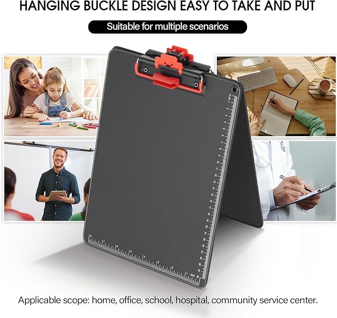 Clipboards with Pen Holder A4 Size 12.5x9 Inch Aluminum Protection Edge Clip Board for Classrooms, Offices, School, Doctor, Coaches [Upgraded Clip] (Black, 2 Pack)