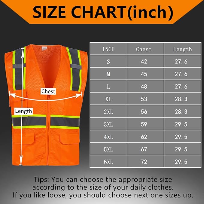 FONIRRA 3 Pack Hi Vis Safety Vest for Men with 8 Pockets,Hi Vis Reflective Mesh Vest for Men for Construction