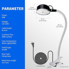 Clamp Light, LED Work Light with Flexible & Strong Clip for Workshop, Sewing, Lathe, Desk, Bright Small Area Task Lighting, 2000 Lumens, Silver