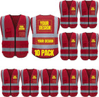 BeautyWill 10/20 Pack Custom Logo Safety Vest,Bulk High Visibility Class 2 Reflective Work Vests