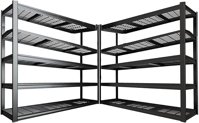 65" W Garage Shelving Heavy Duty, 5 Tier Garage Shelves, 30" D Adjustable Storage Shelving Unit, Commercial Metal Shelf for Warehouse, Pantry, School, Shop, 65" Wx30 Dx79 H, 2 Pack