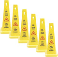 MATTHEW CLEANING 6 Packs 26” Caution Wet Floor Safety Cones for Indoors and Outdoors,Bright Yellow Caution Wet Floor Sign,4-Sided Bilingual Signs,Avoid Fall & Slip Accident
