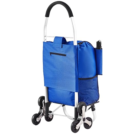VEVOR Stair Climber Cart, 36L Capacity, Grocery Cart Laundry Stair Climbing Handcart with 6 Wheels & Oxford Cloth Bag, Foldable Stair Climber Hand Truck for Grocery Laundry Climbing
