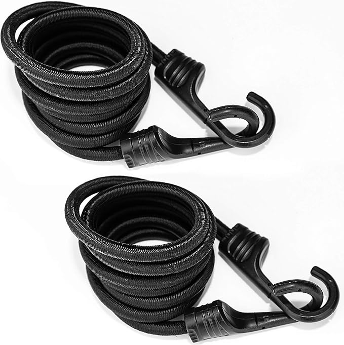 ZHOUBIN 72 Inch Black Bungee Cords with Hooks Heavy Duty, 2 Pcs