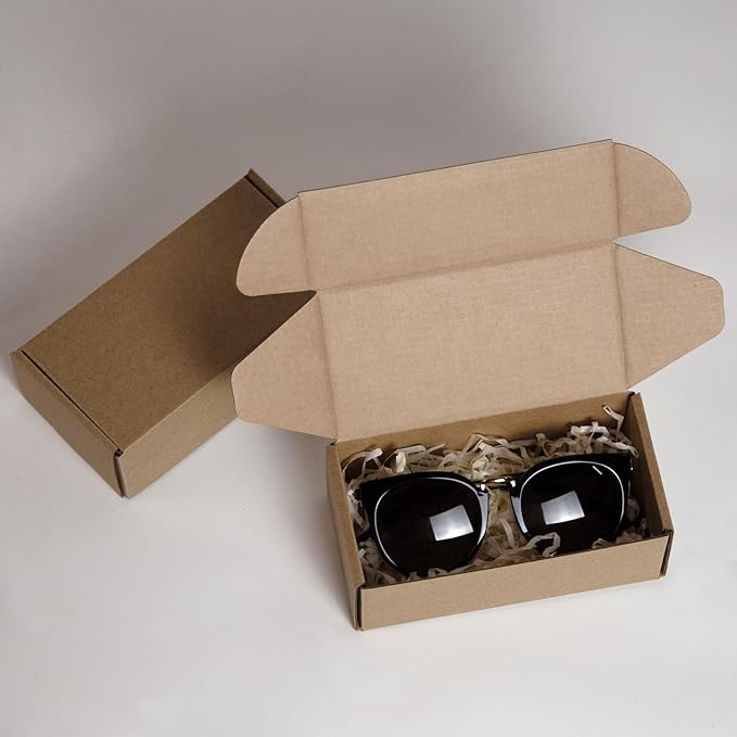 50 Pack 6.5x3.2x2.2 Inches Small Shipping Boxes, Brown Corrugated Cardboard Boxes, Moving Mailing Packing Box