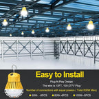 80W LED Temporary Work Light 12000LM 5000K Portable Work Lamp Fixture Daylight Construction Work Light Portable for Barn Garage Lighting, Temporary Plug in Work Lights Input 100~277VAC