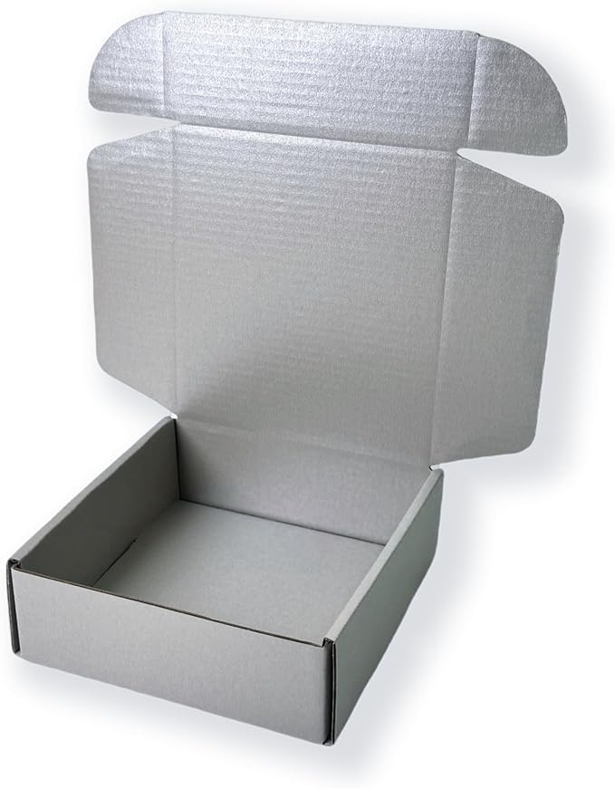 15 Pcs 6 x 6 x 2 inches Corrugated Cardboard Gift Boxes Recyclable Shipping Boxes for Mailing & Holidays, Wedding, Birthday, Gifts Packaging (Silver 6 x 6 x 2")