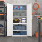 LUCYPAL Garage Storage Cabinets with Lock Doors,Metal Garage Storage Cabinets with 4 Adjustable Shelves for Home,Office, Warehouse(White)