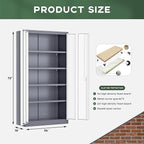 Greenvelly Metal Storage Cabinet, 72" Locking Metal Garage Storage Cabinet with Doors and 4 Adjustable Shelves, Lockable Steel Cabinet for Home Office, Garage, Shop, School (White Grey 36" W x 18" D)