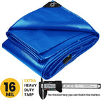 PROTARP Extra Heavy Duty 16 Mil Tarp Cover, Waterproof, UV Resistant, Rip and Tear Proof, Poly Tarpaulin with Reinforced Edges for Roof, Camping, Patio, Pool, Boat. (Blue 12′ X 16′)