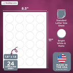 NextDayLabels 1.66 Inch Round Labels - Circle Stickers for Printer - Matte White Blank Laser/Inkjet Labels (1200 Sheets)