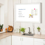 4 THOUGHT Dry Erase Board, 24 x 18 in Magnetic Whiteboard Wood Frame Wall-Mounted White Board Decorative Planner Notice Board for School, Office, Home, 8 Magnets 4 Markers 1 Eraser, White
