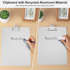 ZCZN Metal Clipboard, 4 Pack Heavy Duty Aluminum Clipboards 12 x 9 Inches, A4 Letter Sizer Document Holder with High Capacity Clip, Suitable for School, Office, Jobsite or Medical Staff, Silver