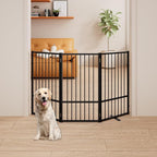 3 Panels Full Metal Freestanding Dog Gates, 60” W x 36” H Folding Pet Gate Fence with Support Feet for Indoor,Stairs, Hallways and Doorways(Black)