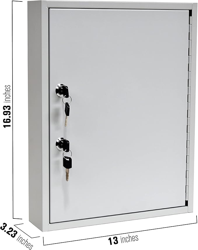 STEELMASTER by BankSupplies 60 Key Cabinet | Dual Lock Control Key Box | Welded 22 Gauge Steel Construction | Scratch Resistant | Write-On Key Tags for Easy Identification