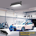 FastDeng 2 Pack LED Shop Lights, 150W 18000lm 5000K Daylight LED Garage Light, IP66 Waterproof Outdoor Flood Light with US Plug 10FT Cord and Switch for Workshop Yard Factory Warehouse