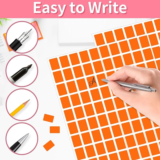 Starboling Color Coding Labels,3000 PCS 1/2" x 3/4" Orange Rectangular Colored Labels Stickers,for Garage Sale,Price Tags,File Folder Tabs,and Classroom Organization