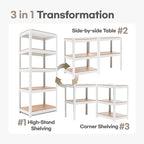 HOMEDANT House 5 Tier Laminated Metal Shelving Unit Adjustable Storage Utility Rack Heavy Duty Shelves Organization Multipurpose Shelf Kitchen Garage Pantry Closet (3, (S) 24.4" W, White)