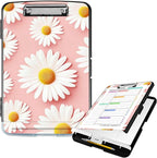 Clipboard with Storage High Capacity Plastic Nursing Clipboards with Pen Holder File Folder Storage Box Clipboard with Heavy Duty Clips for Teacher,Doctor,Offices-Pink Daisy