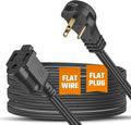 Flat Extension Cord 15 ft for Indoor Use by Bindmaster- UL-Listed 3-Prong Power Cord- Space-Saving Flat Angled Extension Cord- Grounded Outlet Extension Wire- Black 3 Pack